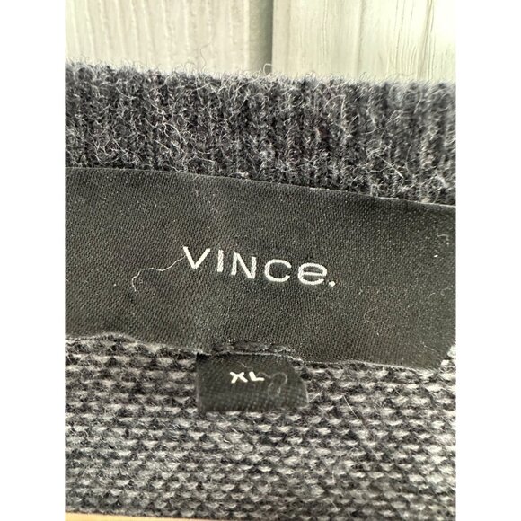 VINCE Grey Contrast Birdseye WOOL/CASHMERE Sweater Size XL - Picture 7 of 9